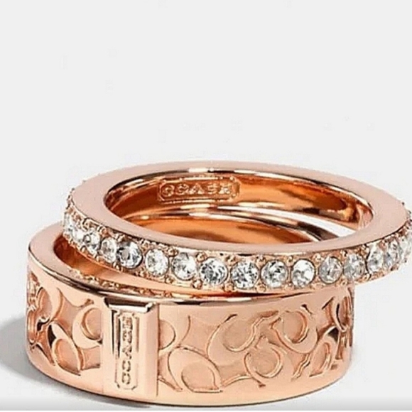 Coach Jewelry - Sold.Coach  rose gold, paved C, ring set. Size 6/7
